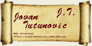 Jovan Tutunović vizit kartica